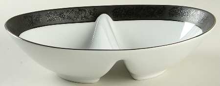 Sharon (Platinum Trim) 10" Oval Divided Vegetable Bowl