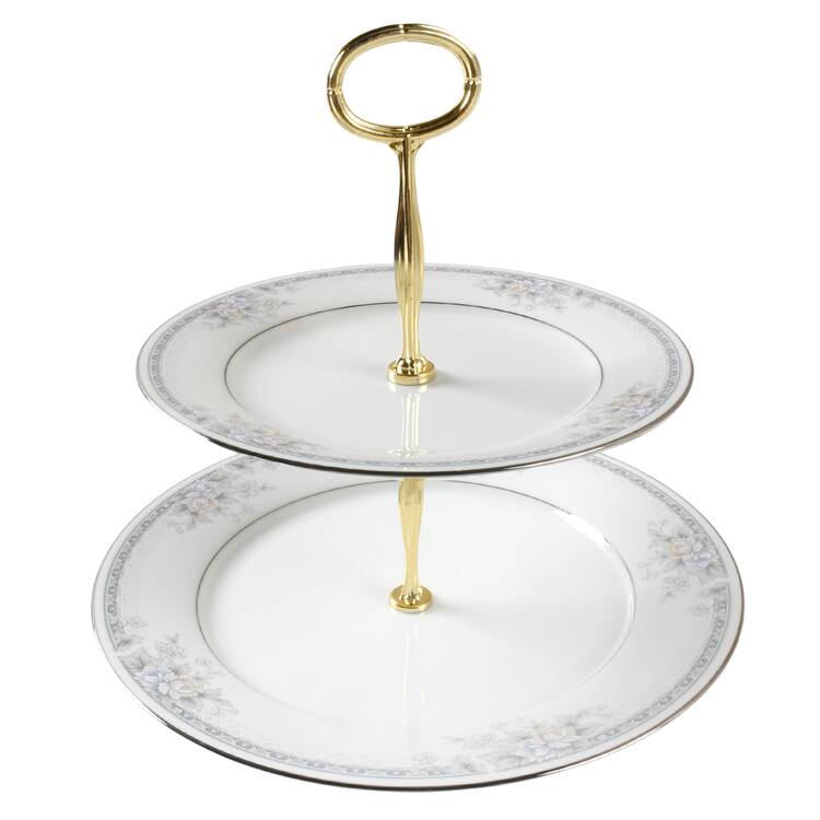 Silk Garland 6 5/8"-10"  2 Tiered Serving Tray (Dp, Sp) HC
