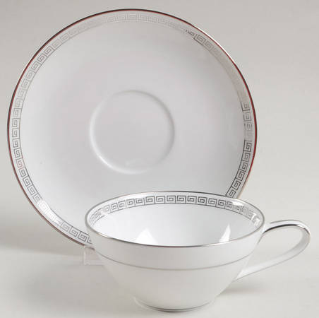 Silver Key Flat Cup & Saucer Set