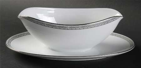Silver Key Gravy Boat with Attached Underplate
