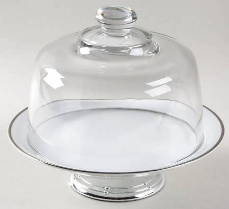 Silverdale 6 1/2"-7 1/2" Footed Cheese Plate w/ Glass Dome HC