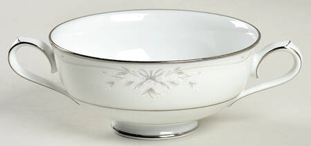 Silk Ribbons Footed Cream Soup Bowl