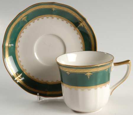 Solemn Emerald Flat Cup & Saucer Set