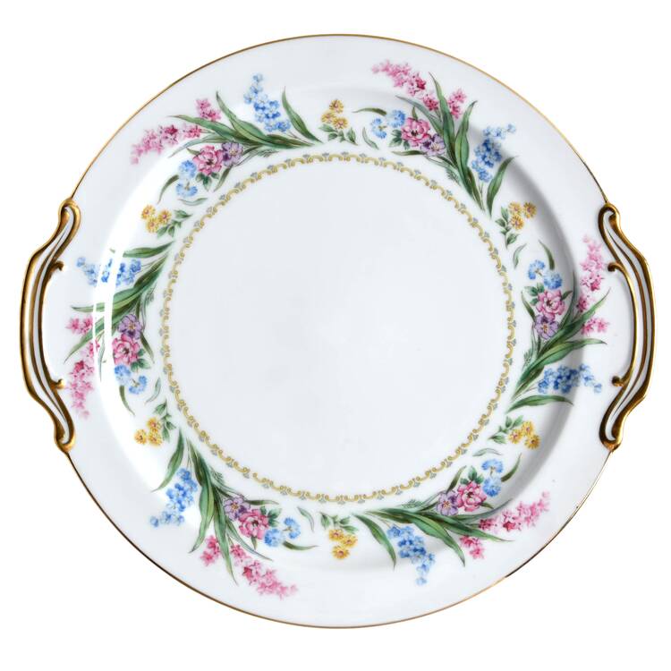 Spring Blossom Handled Cake Plate