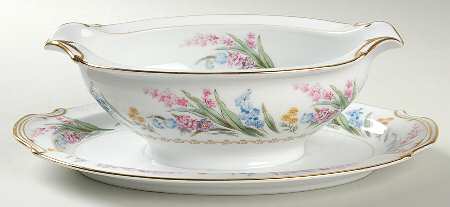 Spring Blossom Gravy Boat with Attached Underplate