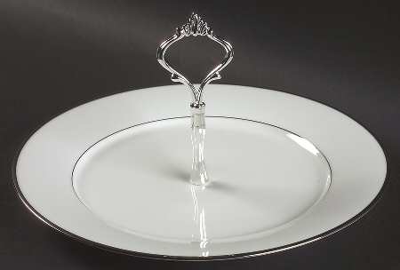 Spectrum (Platinum Rings) Round Serving Plate with Handle (DP)