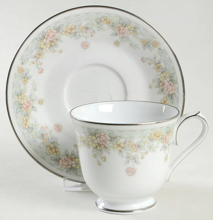 Spring Field Footed Cup & Saucer Set
