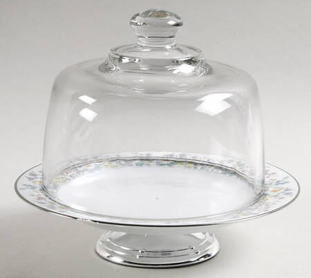 Spring Garden 6 1/2"-7 1/2" Footed Cheese Plate w/ Glass Dome HC
