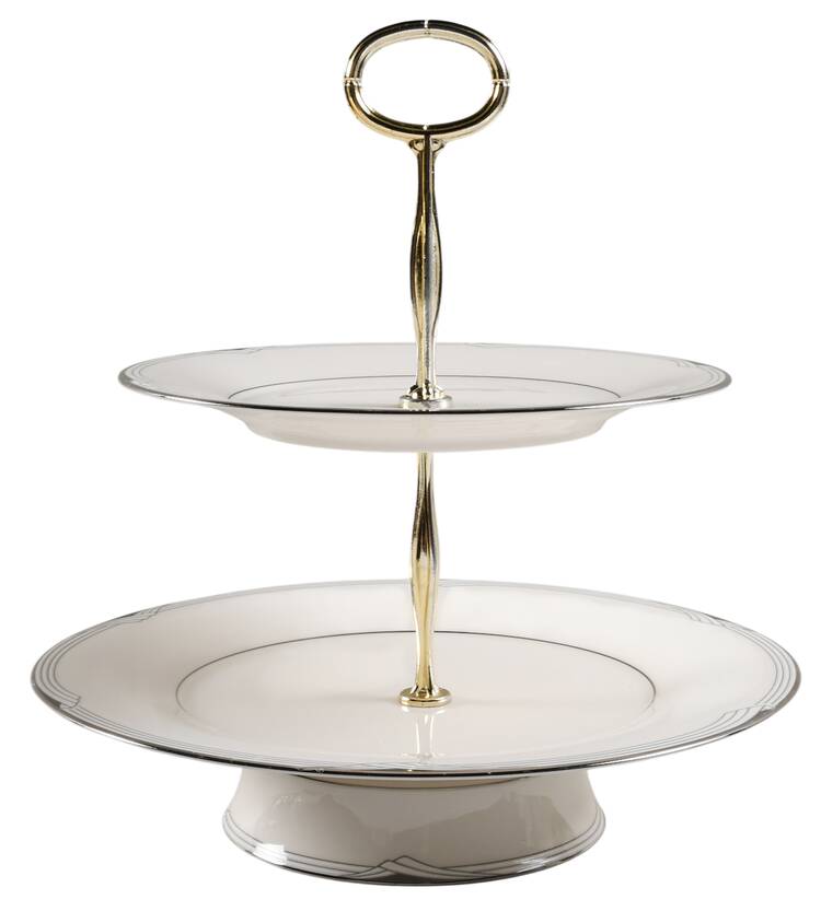 Sterling Cove 11 1/4"  2 Tier Footed Serving Tray (DP,SP,FR) HC