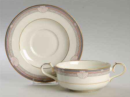 Stanford Court Flat Cream Soup Bowl & Cup Saucer Set