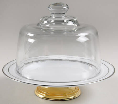 Stoneleigh 6 1/2"-7 1/2" Footed Cheese Plate w/ Glass Dome HC