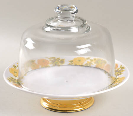 Sunny Side 6 1/2"-7 1/2" Footed Cheese Plate w/ Glass Dome HC