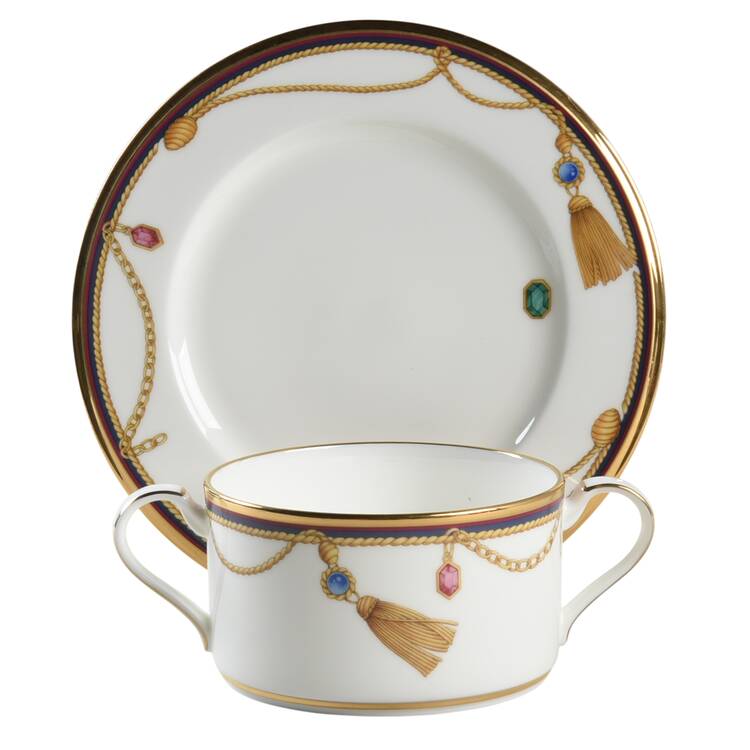 Tassel Cream Soup Bowl & Bread Plate/Saucer Set