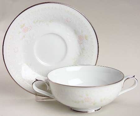 Temptation Footed Cream Soup Bowl & Cup Saucer Set