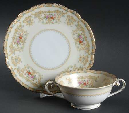 Thalia Footed Cream Soup Bowl & Saucer Set
