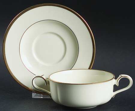 Troy Flat Cream Soup Bowl & Cup Saucer Set