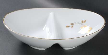 Tudor Rose 10" Oval Divided Vegetable Bowl