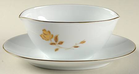 Tudor Rose Gravy Boat with Attached Underplate