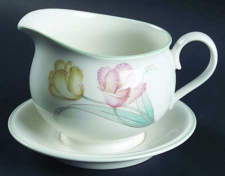 Tulip Time Gravy Boat with Attached Underplate