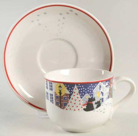 Twas The Night Before Christmas (#8100) Flat Cup & Saucer Set by Noritake