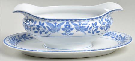 Twin Phoenix Gravy Boat with Attached Underplate