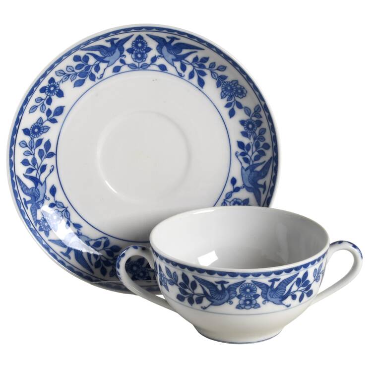 Twin Phoenix Flat Bouillon Cup & Saucer