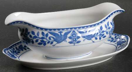 Twin Phoenix Gravy Boat with Attached Underplate