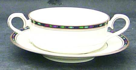 Vancouver Gold Flat Cream Soup Bowl & Cup Saucer Set