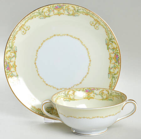 Vanity Footed Cream Soup Bowl & Saucer Set