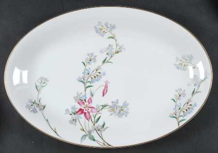 Verna (Gold Trim) 16" Oval Serving Platter