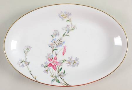 Verna (Gold Trim) 12" Oval Serving Platter