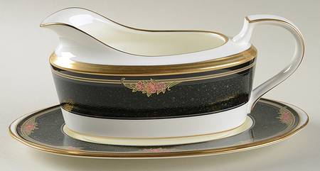 Venetian Rose Gravy Boat & Underplate (Relish/Butter)