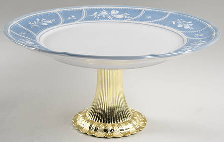 Victory Blue Cake Stand with 4"-5" Metal Pedestal  Hc