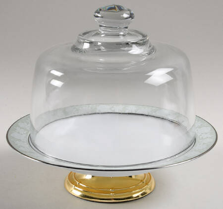 Vienne 6 1/2"-7 1/2" Footed Cheese Plate w/ Glass Dome HC