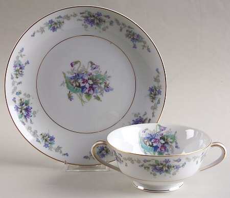 Violette Footed Cream Soup Bowl & Saucer Set