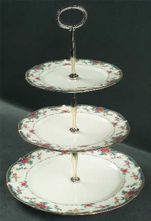 Vintage Rose 13 7/8"-14 1/4" 3-Tiered Serving Tray(DP,SP,BB) HC