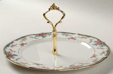 Vintage Rose Round Serving Plate with Handle (DP)