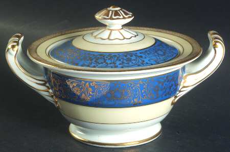 Vornay Blue Sugar Bowl & Lid
