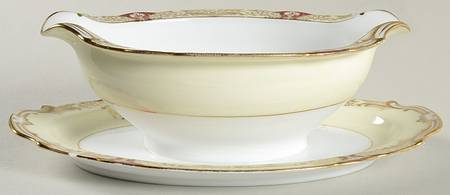 Vornay Red Gravy Boat with Attached Underplate