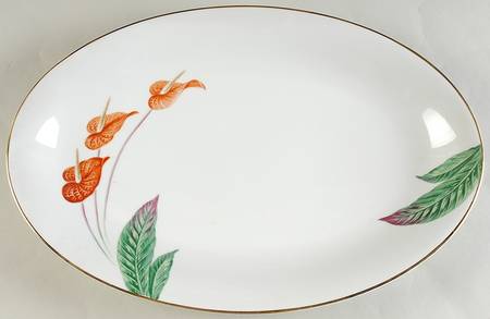 Waikiki (Gold Trim) 16" Oval Serving Platter