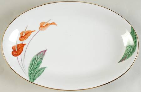 Waikiki (Gold Trim) 12" Oval Serving Platter