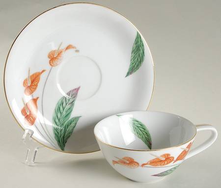 Waikiki (Gold Trim) Flat Cup & Saucer Set