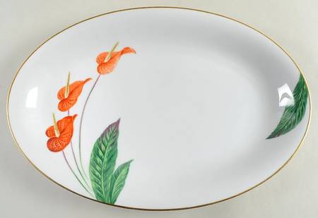 Waikiki (Gold Trim) 14" Oval Serving Platter