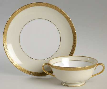 Warwick Footed Cream Soup Bowl & Saucer Set