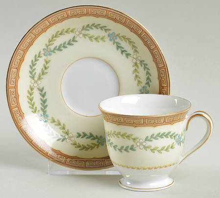 Watteau Footed Demitasse Cup & Saucer Set