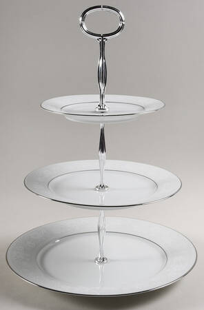 White Field 13 7/8"-14 1/4" 3-Tiered Serving Tray(DP,SP,BB) HC