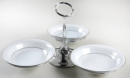 Whitehall 7" x 12" 3-Part Relish & Metal Stand (FR) HC