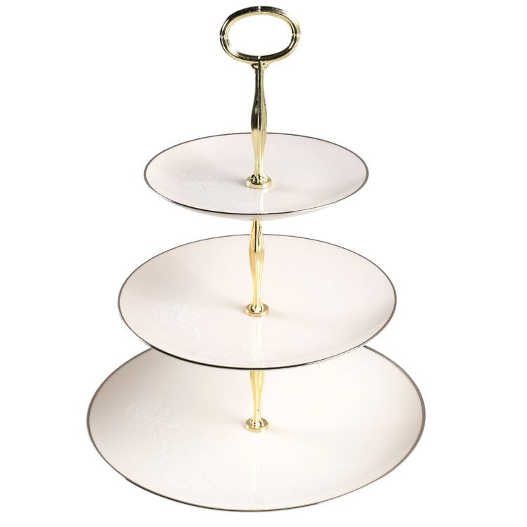 White Knight 13 7/8"-14 1/4" 3-Tiered Serving Tray(DP,SP,BB) HC