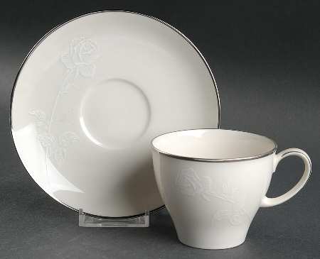 White Knight Flat Cup & Saucer Set