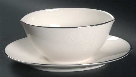 White Knight Gravy Boat with Attached Underplate